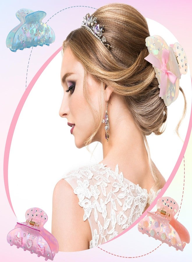 Suncalla 6 Set DIY Hair Claw Clips Kit Acrylic Claw Clip with Resin Rhinestones Pearls Hair Clips with Strong Hold Non-slip Banana Barrettes for Women Party Crafting Night DIY(Classic) - Image 4